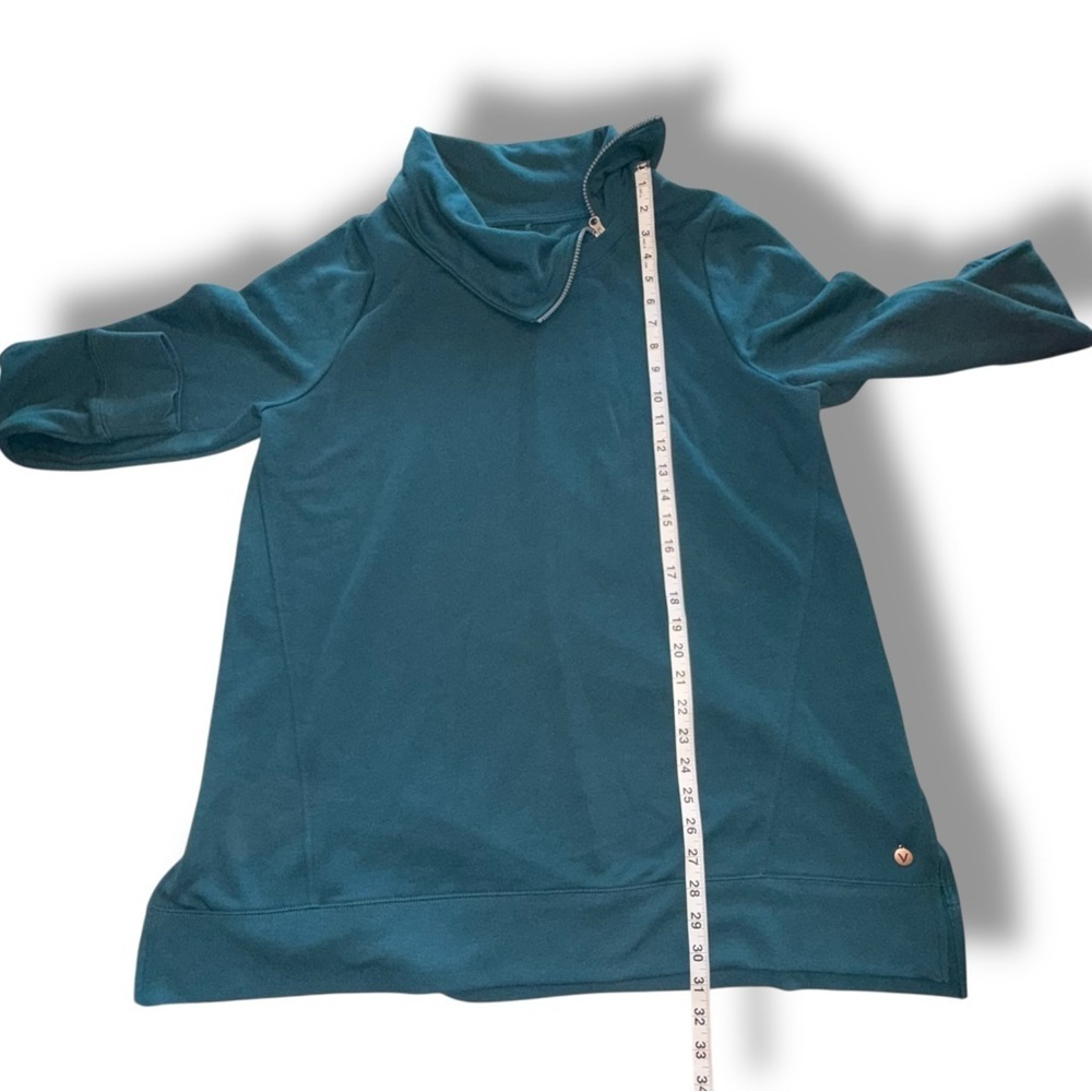LANE BRYANT LIVI Zipper Split Neck Cowl Sweater - Teal 14/16 - Picture 9 of 13